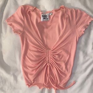Princess Polly pink ruched front crop top